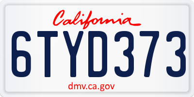 CA license plate 6TYD373