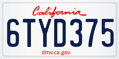 CA license plate 6TYD375