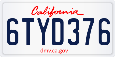 CA license plate 6TYD376