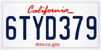 CA license plate 6TYD379