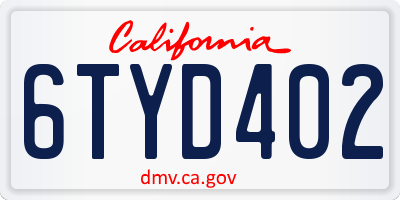 CA license plate 6TYD402