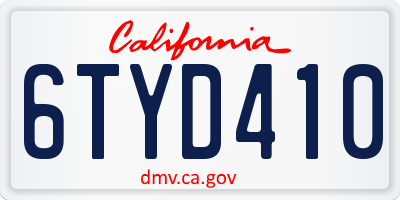 CA license plate 6TYD410