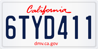 CA license plate 6TYD411