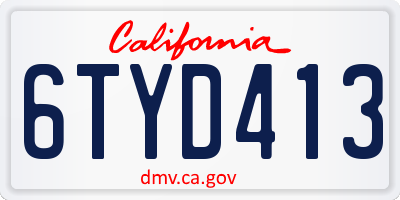 CA license plate 6TYD413