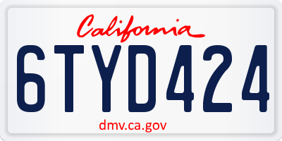CA license plate 6TYD424