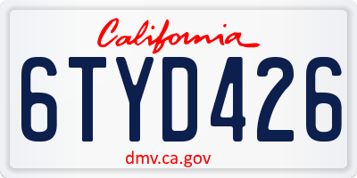 CA license plate 6TYD426