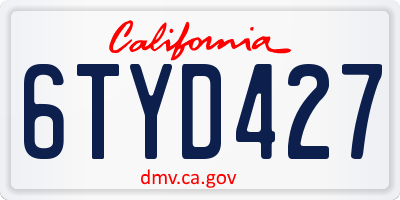CA license plate 6TYD427