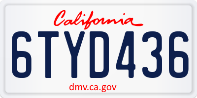 CA license plate 6TYD436