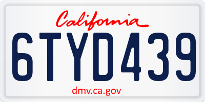 CA license plate 6TYD439