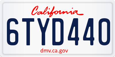 CA license plate 6TYD440