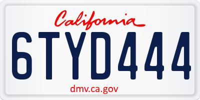 CA license plate 6TYD444