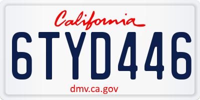 CA license plate 6TYD446