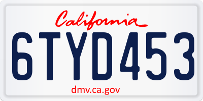 CA license plate 6TYD453