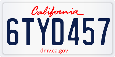 CA license plate 6TYD457