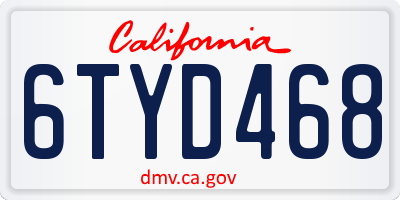 CA license plate 6TYD468