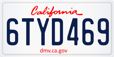 CA license plate 6TYD469