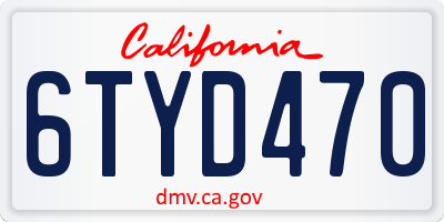 CA license plate 6TYD470