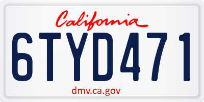 CA license plate 6TYD471