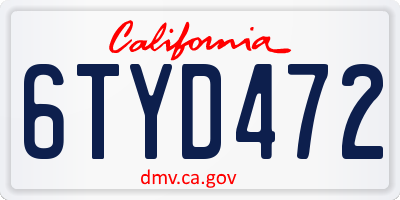 CA license plate 6TYD472