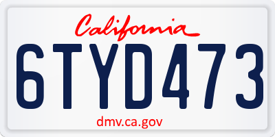 CA license plate 6TYD473