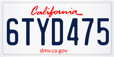 CA license plate 6TYD475