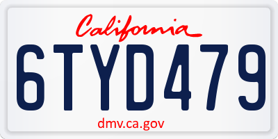 CA license plate 6TYD479