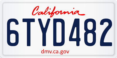 CA license plate 6TYD482