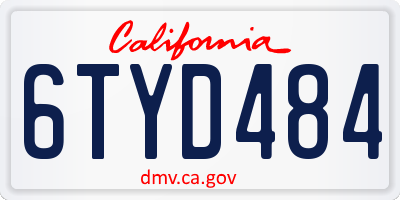 CA license plate 6TYD484