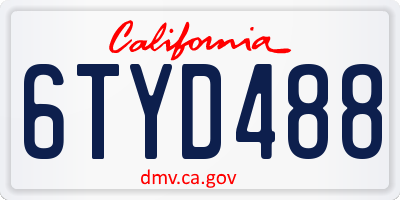 CA license plate 6TYD488