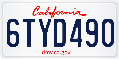 CA license plate 6TYD490