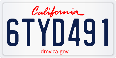 CA license plate 6TYD491