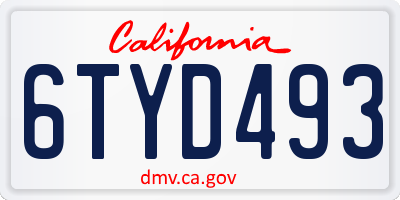 CA license plate 6TYD493