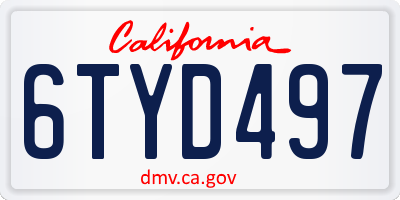 CA license plate 6TYD497