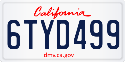 CA license plate 6TYD499