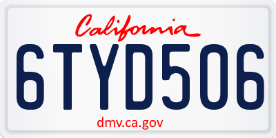 CA license plate 6TYD506