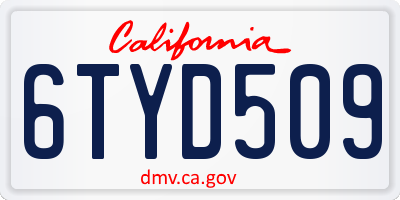 CA license plate 6TYD509