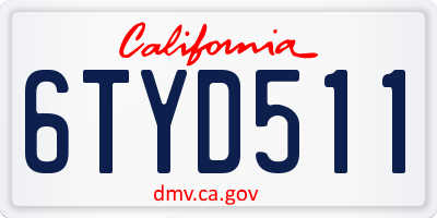 CA license plate 6TYD511
