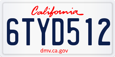 CA license plate 6TYD512
