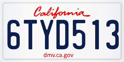 CA license plate 6TYD513