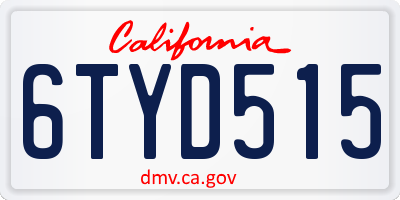 CA license plate 6TYD515