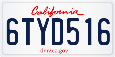 CA license plate 6TYD516