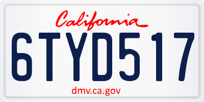 CA license plate 6TYD517