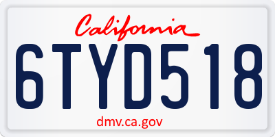CA license plate 6TYD518