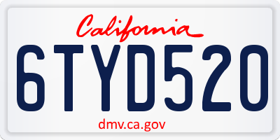 CA license plate 6TYD520