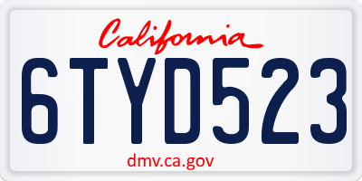 CA license plate 6TYD523