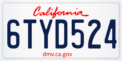 CA license plate 6TYD524