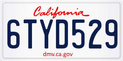 CA license plate 6TYD529