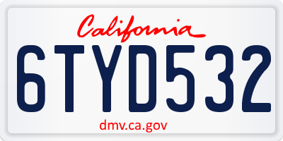 CA license plate 6TYD532