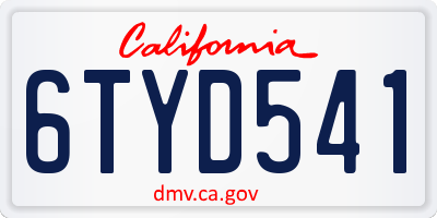 CA license plate 6TYD541