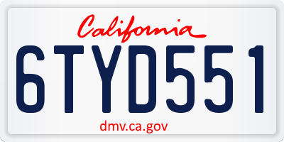 CA license plate 6TYD551